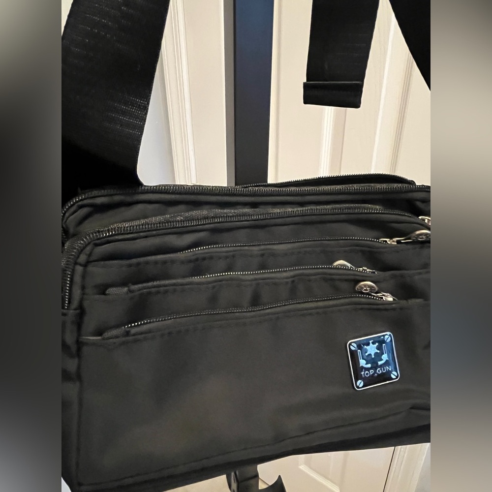 Top Gun Black Extra-Large Messenger/Waist Bag with 7 compartments